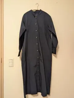 無印良品　スタンドカラー長袖ワンピース　ダークネイビー 　S