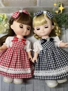 ソランちゃん♡メルちゃん♡ギンガムチェックワンピース2点セット#466