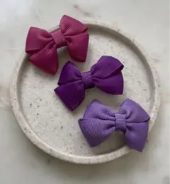 リボンヘアクリップ【3個セット】パープル系