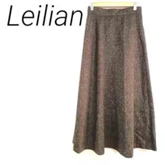 Leilian ブラウン フレアスカート 裏地　M カジュアル　ファスナー