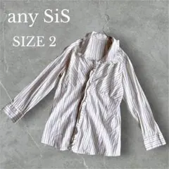 エニィスィス フリルシャツ ストライプ ホワイト カジュアル フェミニン M