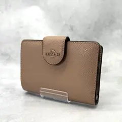 COACH コーチ 二つ折り財布 PVC ベージュ 金具ロゴ 折り財布 6390