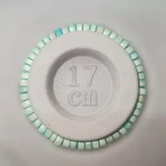 青緑色木製ビーズブレスレット 17cm