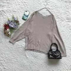 ✨未使用✨ グローバルワーク ニット セーター M 長袖 Vネック 薄手 無地