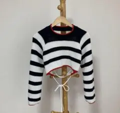 ZARA オープンバッククロップドニットトップス　ボーダーニット