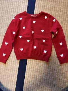 H&M ハート柄 レッドニットセーター