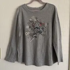 SIMPLE LIFE 長袖カットソー グレー 刺繍入り Ｌサイズのサムネイル