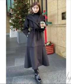 【新品タグ付】Rady フード付きロングコートМ ブラック ビジューボタン