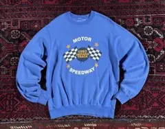 USA古着 カラープリント スウェット トレーナー ブルー L