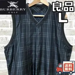 【早い者勝ち‼️】バーバリーゴルフ メンズ ベスト L チェック柄 ブラック系