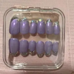 ラメ付き紫色フレンチネイルチップ