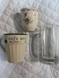 【3点セット】NIKKO 花柄マグカップ&カフェノワール マグ&ガラスジョッキ