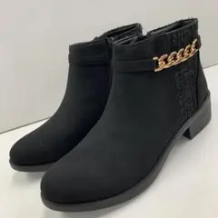 新品★レディース★Mサイズ★軽量 フェイクスウェードブーツ 黒 9894