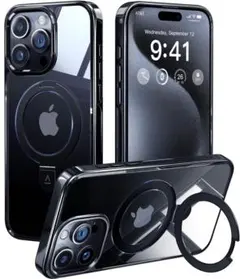 iPhone 15 Pro Max用ケース リング付き ブラック　スマホケース