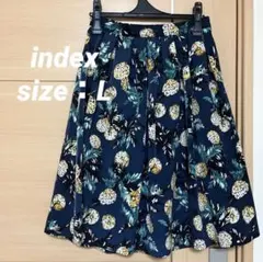 美品　index スカート　柄　総柄　Lサイズ　匿名配送　フレア　紺のサムネイル