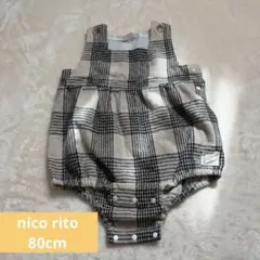 nico rito チェック柄 ロンパース 80cm