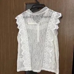 ホワイトレースノースリーブシャツ