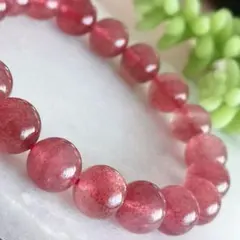 高品質【透明感】天然石ストロベリークォーツ約10.8mmブレス