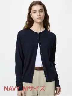 UNIQLO メリノクルーネックカーディガン ネイビー