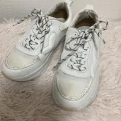 +diana スニーカー　ローカット　厚底　グリッター　ホワイト　22.5cm