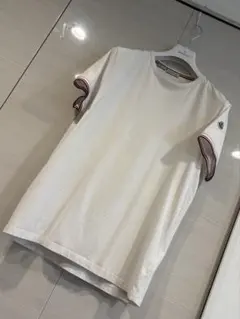 モンクレール 定番 ホワイトtシャツ ロゴマーク ワッペン トリコロール L