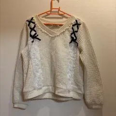 axes femme レース リボンニットトップスのサムネイル