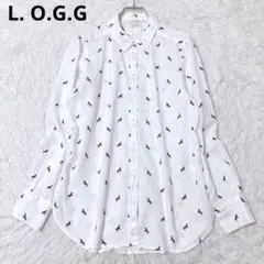 エルオージージー　長袖シャツ　トップス　馬　コットン　高見え　ホワイト