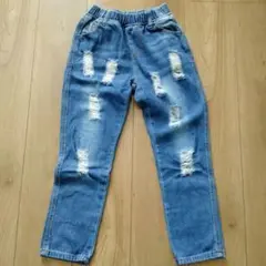 140サイズ ダメージ加工デニムパンツ