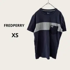 FREDPERRY 半袖 Tシャツ ドット ネイビー グレー XS 綿 コットン