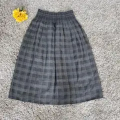 SALE◆ミッシェルクラン チェック　フレアスカート 裏地　ウエストゴム M