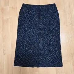 INDIVI ネイビー レオパード柄 タイトスカート サイズ15
