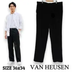 【US古着】VAN HEUSEN　ストレートスラックス　36×34　ブラック