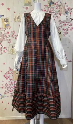 格子柄大島紬からジャンパースカート