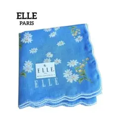 ★新品未使用 ELLE ハンカチ ブルー 花柄 ELLE PARIS★のサムネイル