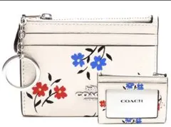 COACH コインケース カードケース 花柄 パスケース ホワイト系 可愛い