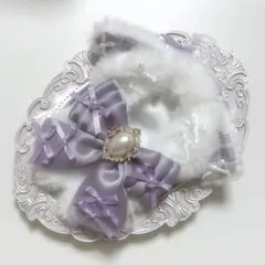 ぬい服　着ぐるみ　10〜12cm用　白　紫　たれ耳うさぎ　チェーンフック付き