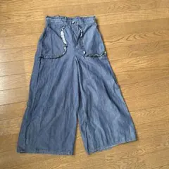 150cm 綿100% インディゴブルーワイド薄手パンツのサムネイル