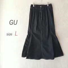 ジーユー【L】ロングマーメイドスカート　ステッチ　綿混のサムネイル