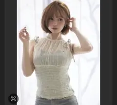 andmary Paula lacey chiffon tops blueのサムネイル
