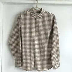 BEAUTY&YOUTH ブラウンチェック柄長袖シャツ