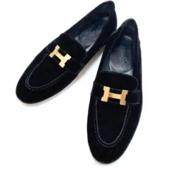 HERMES スエード ローファー ブラック H金具 - メルカリ