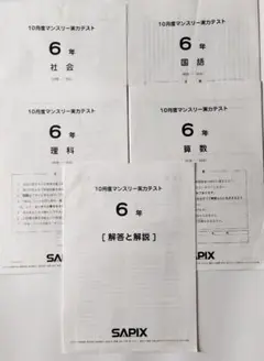 サピックス 2021/2023年度五年生マンスリー復習組分けテスト解答付き原本 サピックス5年2023年1年分原本❗️組分け 復習 マンスリー