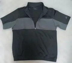 adidas☆ハーフジップ ☆黒とグレー メンズ半袖ジャージ（2XL）