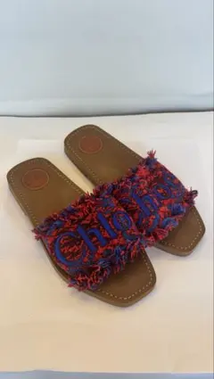 【美品】　Chloé サンダル フリンジ ロゴ刺繍　39のサムネイル