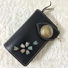 花山　かざん　財布　和柄　都桜金襴　桜型抜き　ミドルウォレット　本革　レザーのサムネイル