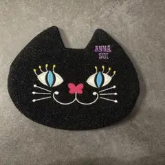 anna sui アナスイ　ティッシュケース　猫　黒　ラメ生地