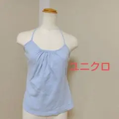 ドット柄 ホルターネック キャミソール ライトブルー　M ユニクロのサムネイル