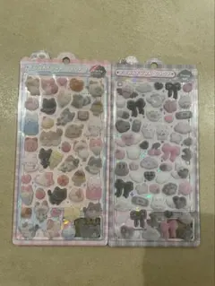 【国内正規品】ふわふわドロップシール　ねこねこ　しろくろ　2枚セット