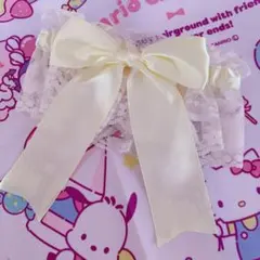 リボンレース レッグガーター パステルイエロー