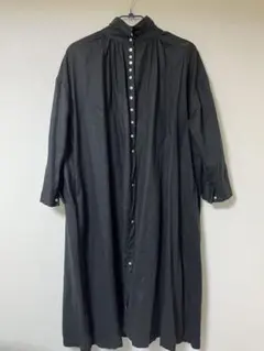 ネイビー　長袖シャツワンピース